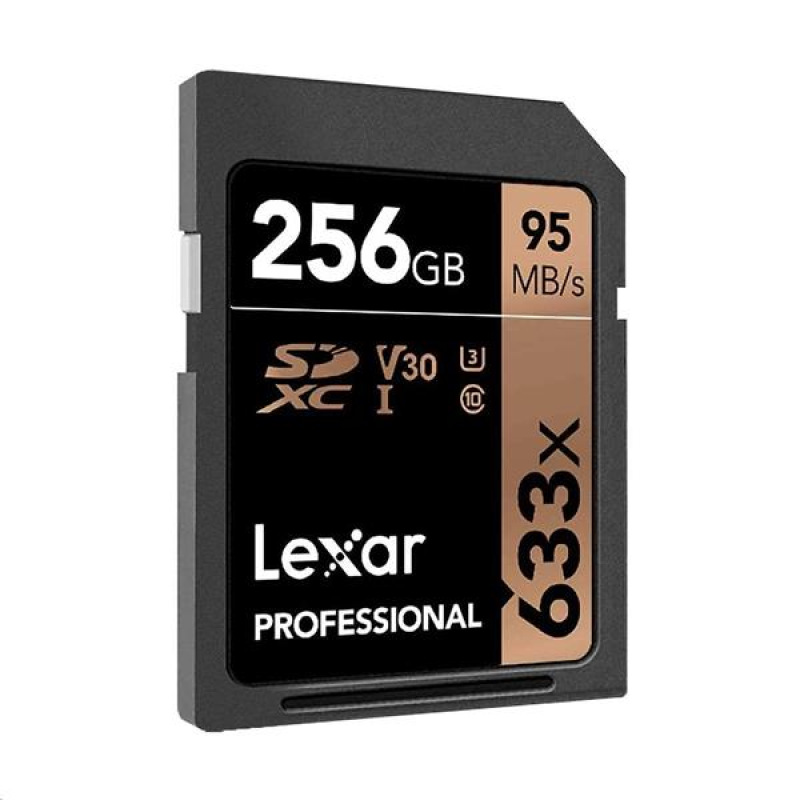 256GB Lexar® Professional 633x SDXC™ UHS-I cards, up to 95MB