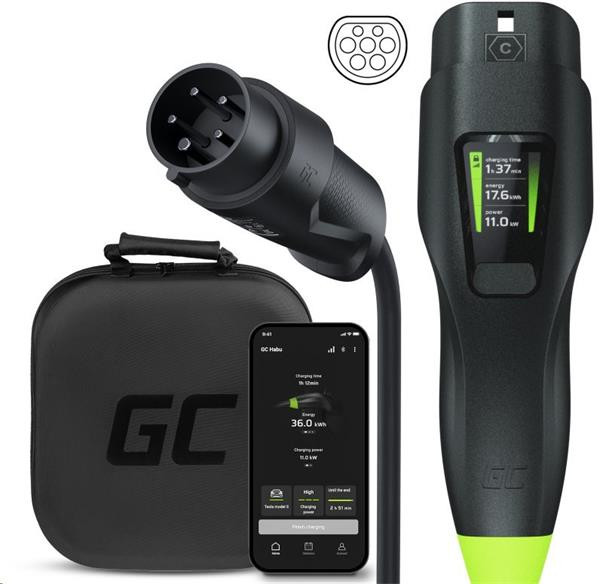 Green Cell Habu Mobillná EV nabíjačka 11kW,7 m,Type 2CEE pre