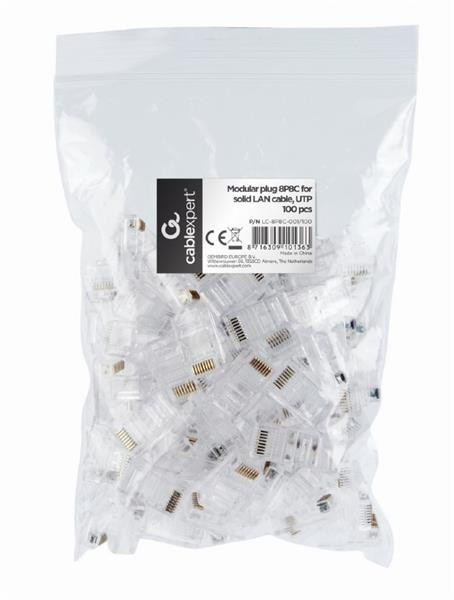 Gembird Modular plug 8P8C for solid LAN cable CAT5, UTP, 100