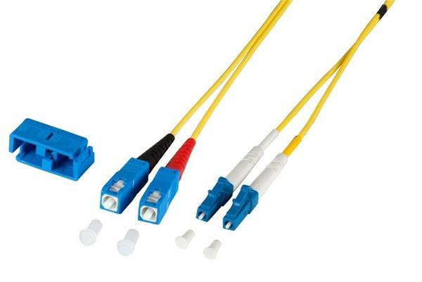 Optický kábel LC-SC, 20m Duplex OS2(9/125µm), LSOH, 2mm, žlt