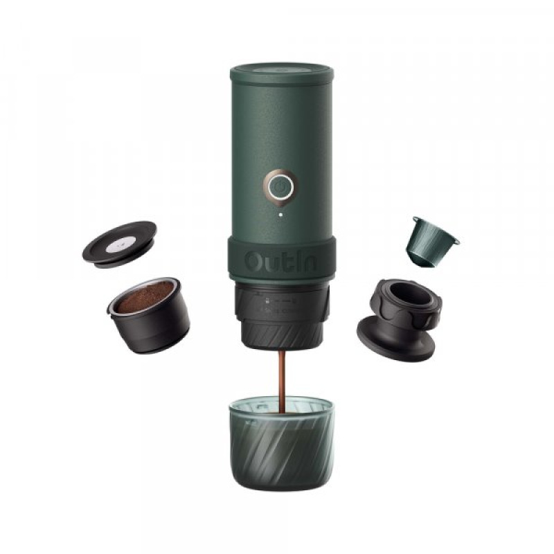 Outin Mino Prenosný espresso kávovar, farba zelená