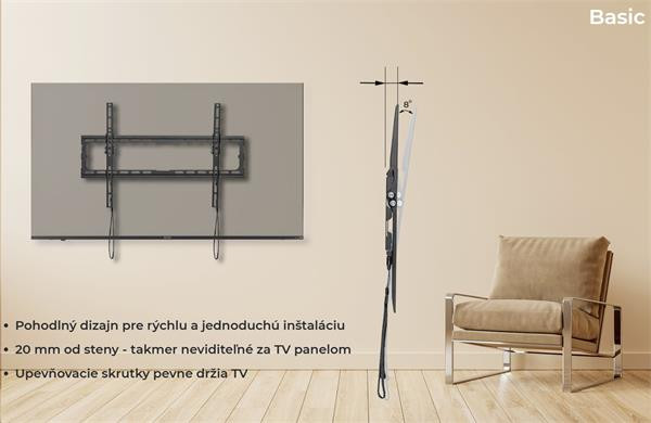 KIVI TV náklopný nástenný držiak, VESA max 200x200 , 23 - 43