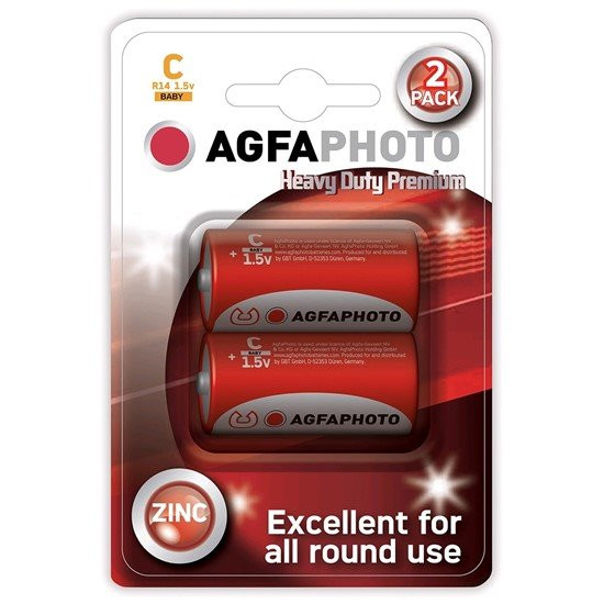 AgfaPhoto zinková batéria 1.5V, R14/C, blister 2ks