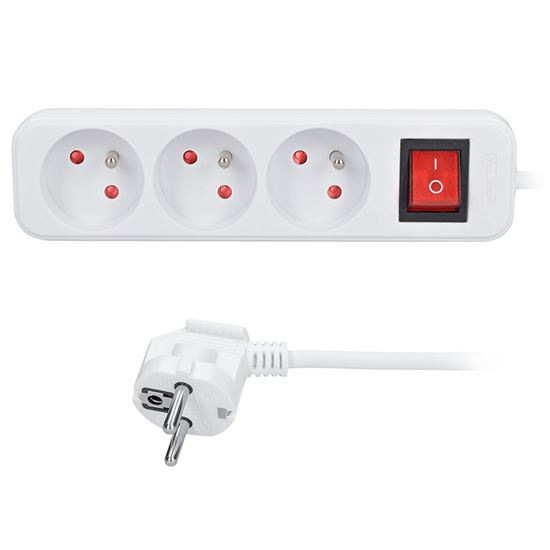Solight predlžovací prívod 3m, 3 zásuvky, vypínač, 16A/3680W