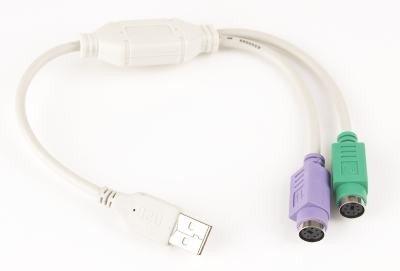 Gembird adaptér USB 2.0 (M) na PS/2, kábel, 0.3 m, biely