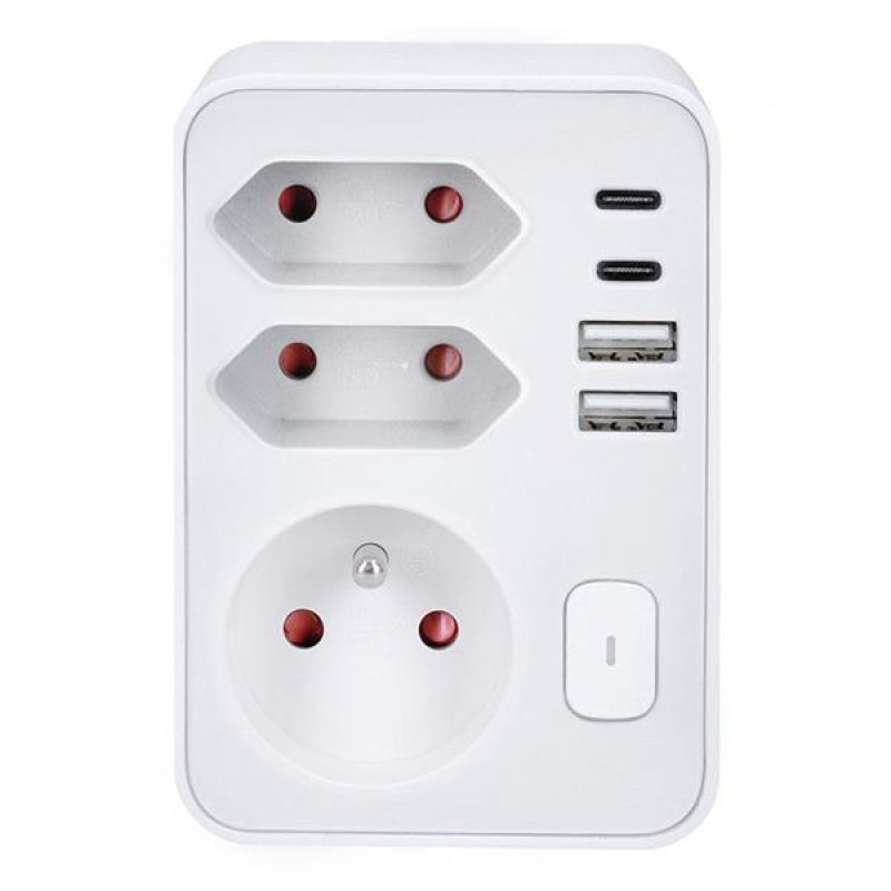 Solight rozbočovač 1x 16A + 2x 2,5A, 2xUSB A+C rychlonabíjač