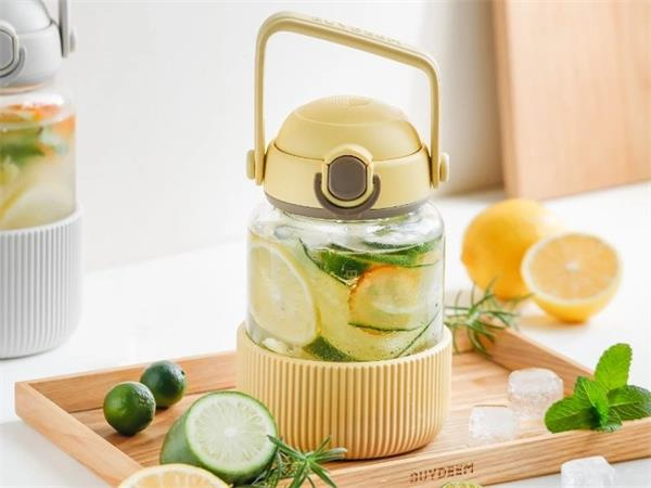 BUYDEEM Sklenená fľaša so slamkou 1L, model DG710, farba jem