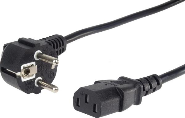 Kábel sieťový 230V, vidlica (CEE7/7) lomená - C13, 2m, 0.75m
