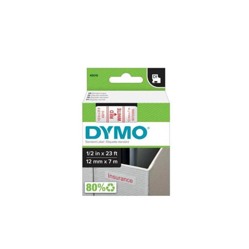 DYMO samolepiaca páska D1 červená potlač/biela 12 mm