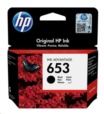 Čierna originálna atramentová kazeta HP 653 Ink Advantage