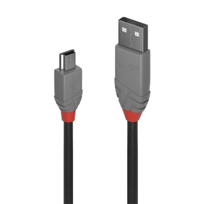 Lindy Kábel USB 2.0 A-MINI-B 5pin M/M 1m, High Speed, čierny