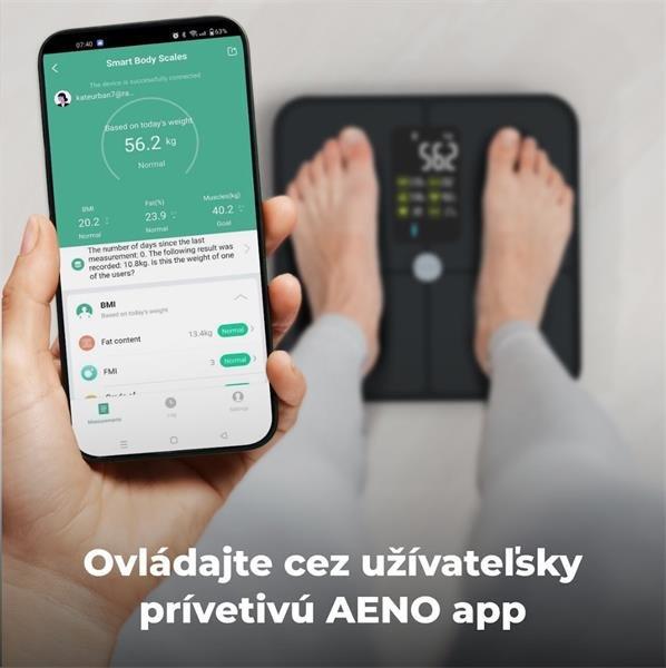 AENO Smart osobná váha ABS0002S, do 180kg, BMI, Srdcový tep,