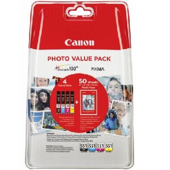 Cartridge Canon CLI-551, Multipack CMYK PP201 10x15