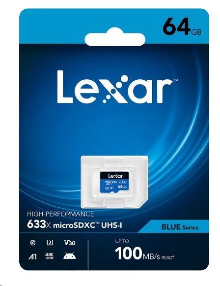 64GB Lexar® High-Performance 633x microSDXC™ UHS-I, up to 10