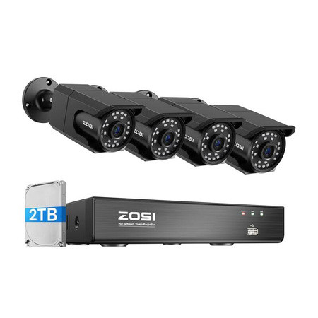 Sada štyroch IP kamier ZOSI C105 WiFi 8MP + rekordér + HDD 2TB 1