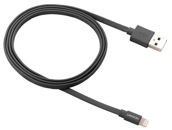 Canyon CNS-MFIC2DG, 1m plochý kábel Lightning/USB, MFI schvá
