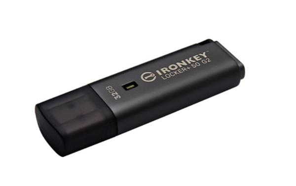 32 GB . USB 3.2 kľúč . Kingston IronKey Locker+ 50 G2, strie