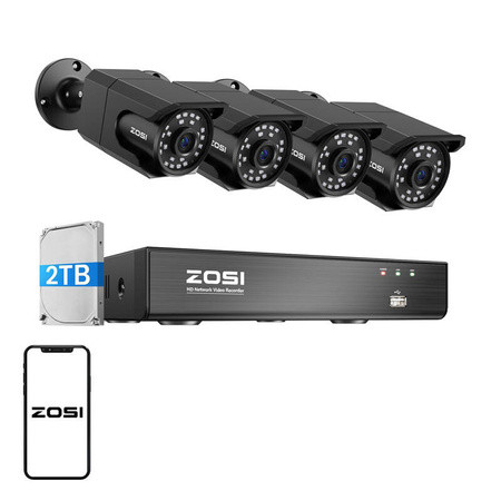 Sada štyroch IP kamier ZOSI C105 WiFi 8MP + rekordér + HDD 2TB