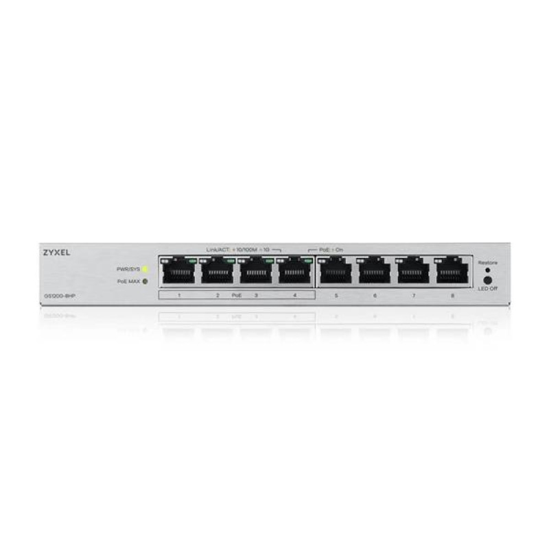 Zyxel GS1200-8HP v3, 8 Port Gigabit PoE+ webmanaged Desktop