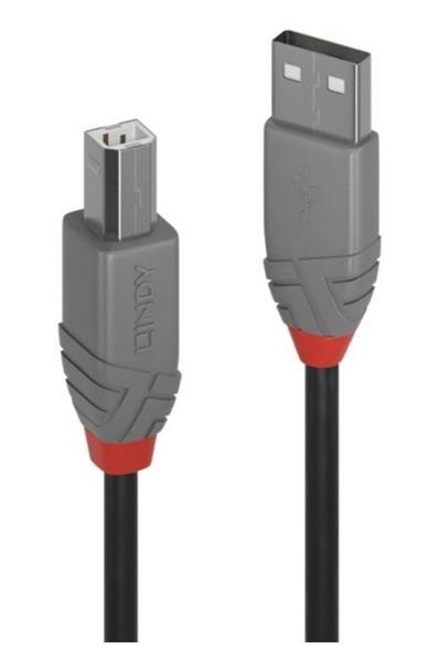 Lindy USB 2.0 A-B M/M 3m, High Speed, čierny, Anthra Line