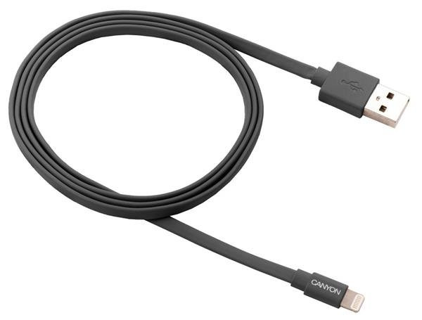 Canyon MFI-2, 1m plochý kábel Lightning/USB, MFI schválený A