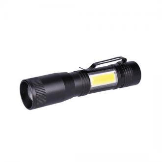 Solight LED kovové svietidlo 3W + COB, 150 + 60lm, AA, čiern