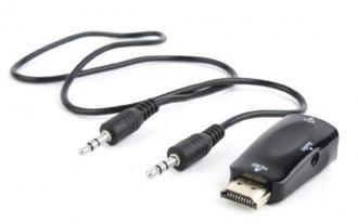 Gembird HDMI to VGA and audio adapter, single port, black