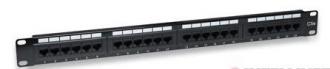 OEM patch panel 24port Cat5E, UTP, blok 110, 1U, čierny