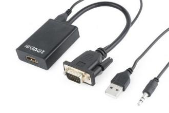 Gembird VGA to HDMI adapter cable, 0.15 m, black