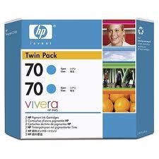 HP 70 2-pack Cyan Ink Cartridges