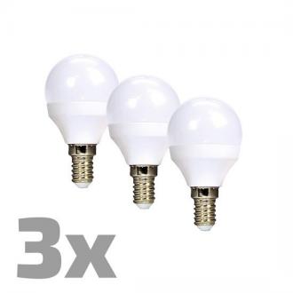 Solight ECOLUX LED žiarovka 3-pack, miniglobe, 6W, E14, 3000